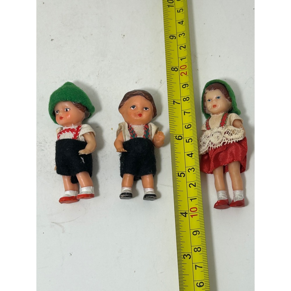 Vintage Miniature German Alpine Folk Dolls Set of 3 Lederhosen Traditional Dress - Picture 8 of 8